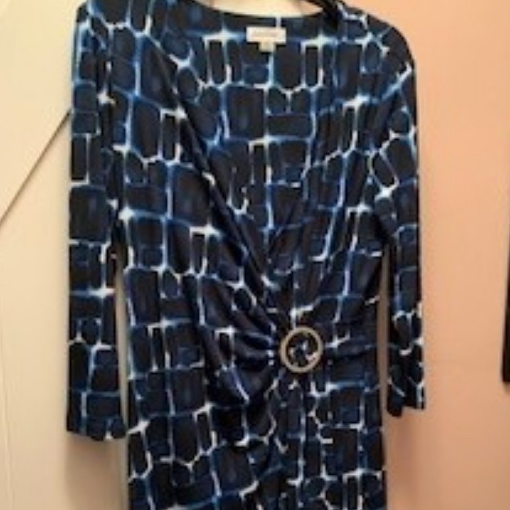 Calvin Klein blue & white wrap dress